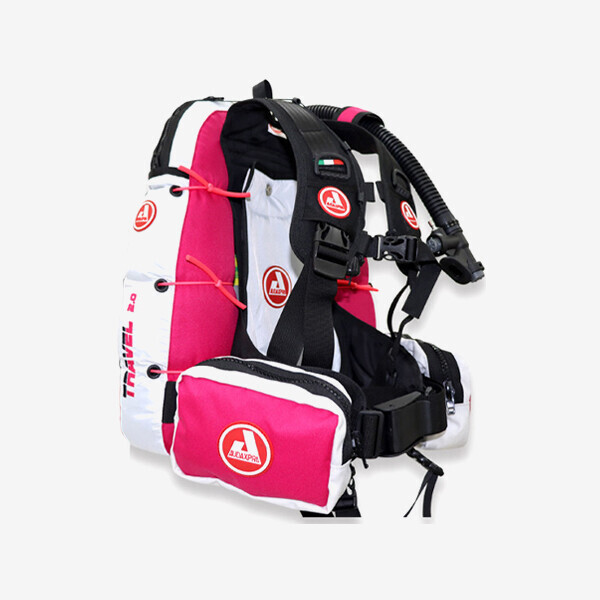 퐁당닷컴,★렙터 마스크 증정★TRAVEL Fuchsia White,2.3kg의 초경량 BCD ★엑스트림 렙터마스크 무료증정★ ~재고 소진시까지,오닥스프로,스쿠버 > BC 자켓, 사이드마운트 > 후면조절